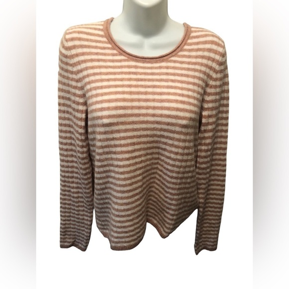 Madewell Womens Colette Alpaca Sweater Leamore Stripe M Pink White Style AC790 - Picture 2 of 8